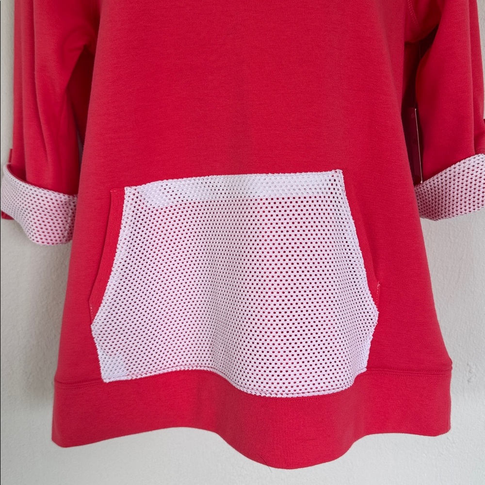 Coral Bay pink white mesh pouch pocket crop sleeve cotton top size small - Picture 6 of 15